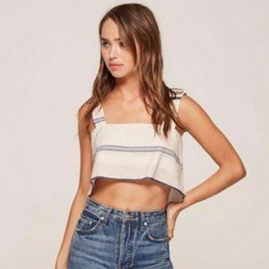 Reformation Blanka Minimalist Linen Blend Relaxed Fit Stripe Summer Crop Top M